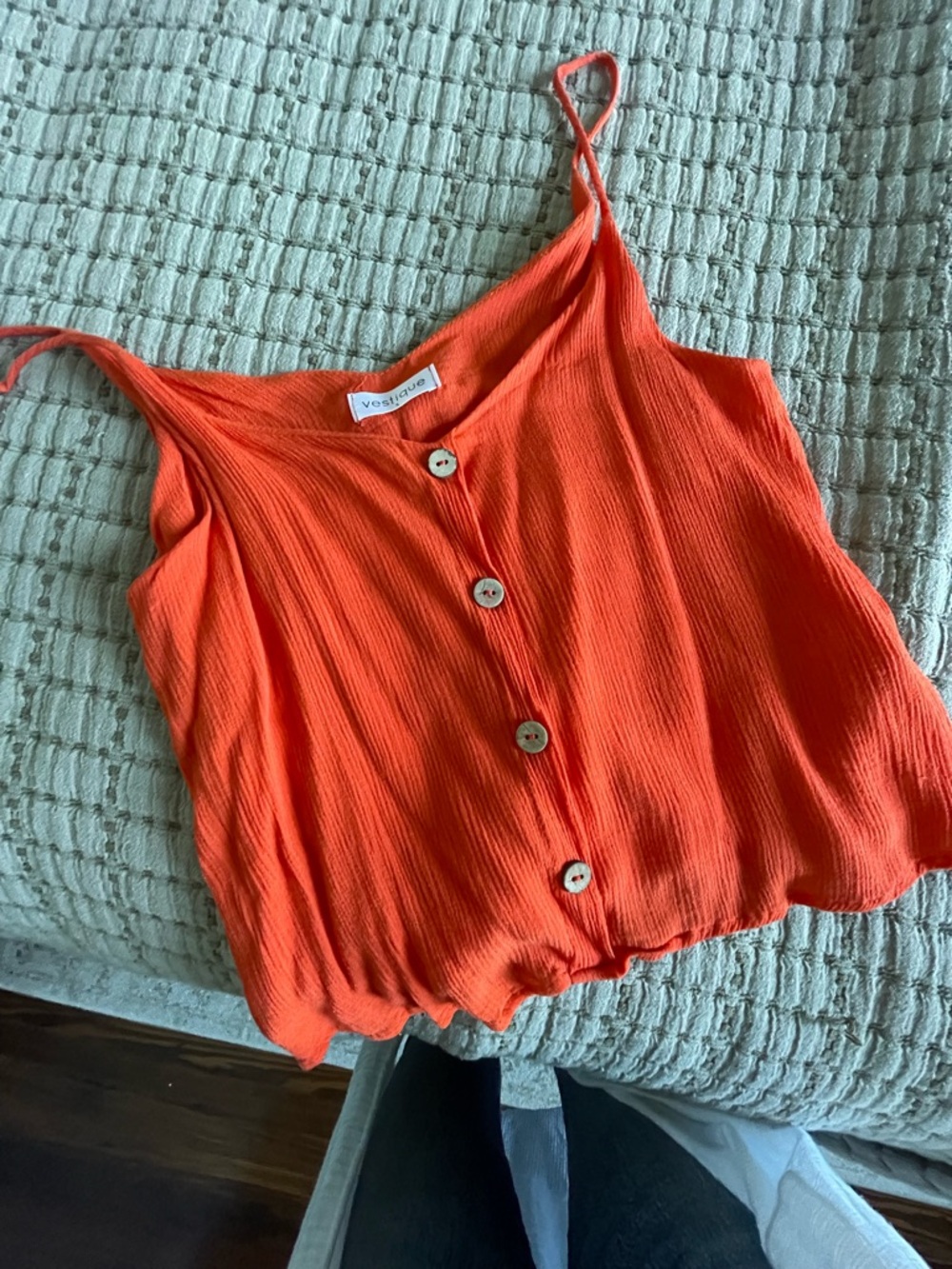 VESTIQUE bright orange buttoned tank